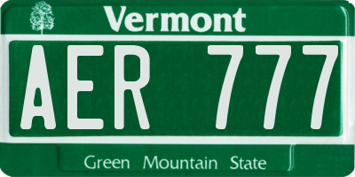 VT license plate AER777