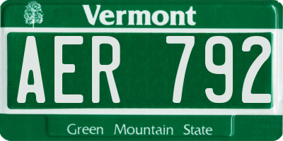 VT license plate AER792