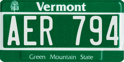VT license plate AER794