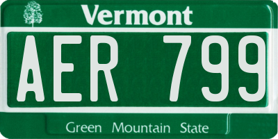 VT license plate AER799
