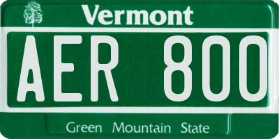 VT license plate AER800