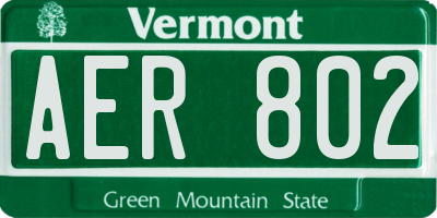 VT license plate AER802