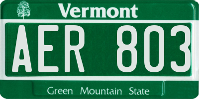VT license plate AER803