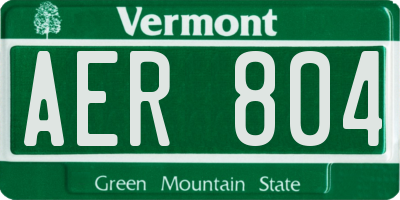 VT license plate AER804
