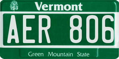 VT license plate AER806