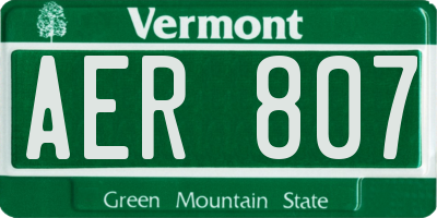 VT license plate AER807