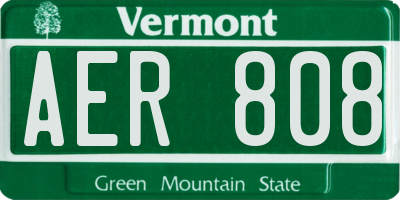 VT license plate AER808