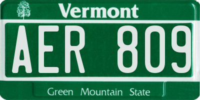 VT license plate AER809