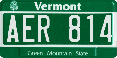VT license plate AER814