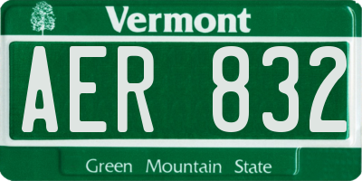 VT license plate AER832