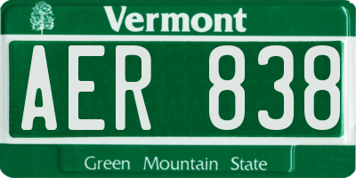 VT license plate AER838