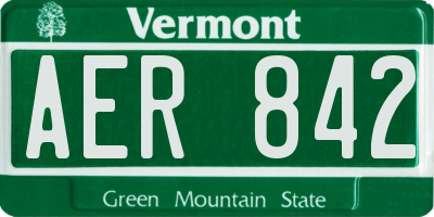 VT license plate AER842