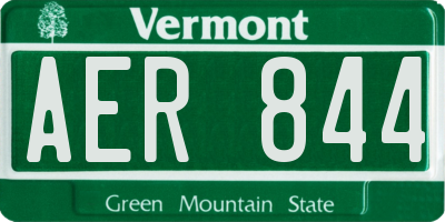 VT license plate AER844
