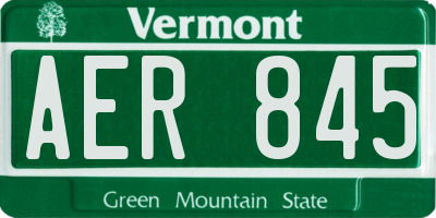 VT license plate AER845
