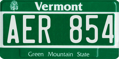 VT license plate AER854