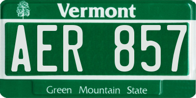 VT license plate AER857