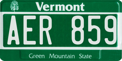 VT license plate AER859