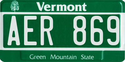 VT license plate AER869