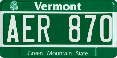 VT license plate AER870