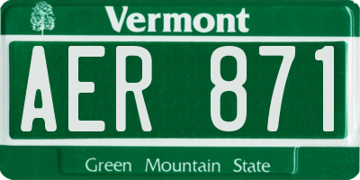 VT license plate AER871