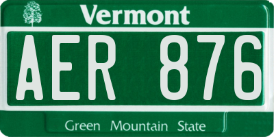 VT license plate AER876