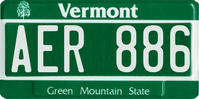 VT license plate AER886