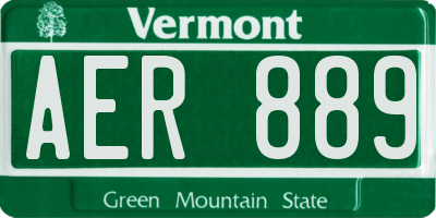 VT license plate AER889