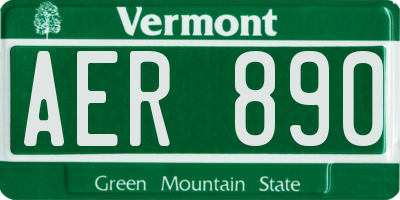 VT license plate AER890
