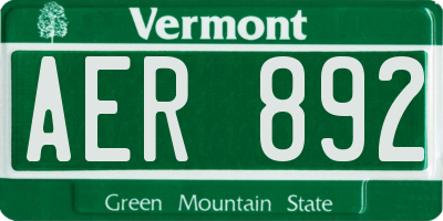 VT license plate AER892