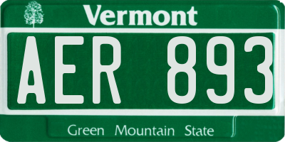 VT license plate AER893