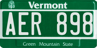 VT license plate AER898
