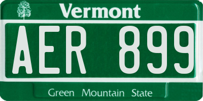 VT license plate AER899