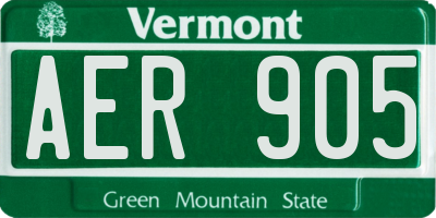 VT license plate AER905