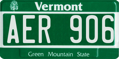 VT license plate AER906