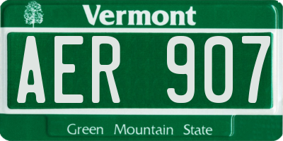 VT license plate AER907