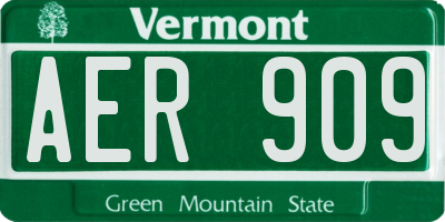 VT license plate AER909