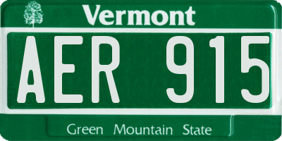 VT license plate AER915