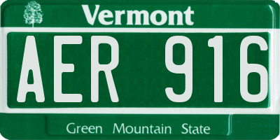 VT license plate AER916