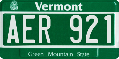 VT license plate AER921