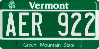 VT license plate AER922