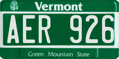 VT license plate AER926
