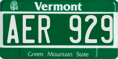 VT license plate AER929