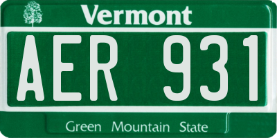 VT license plate AER931