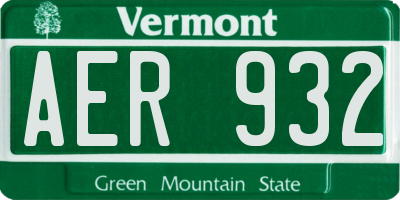 VT license plate AER932