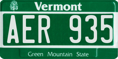 VT license plate AER935