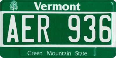 VT license plate AER936
