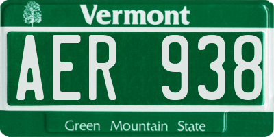 VT license plate AER938