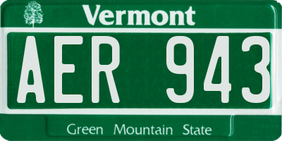 VT license plate AER943