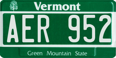 VT license plate AER952