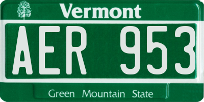 VT license plate AER953